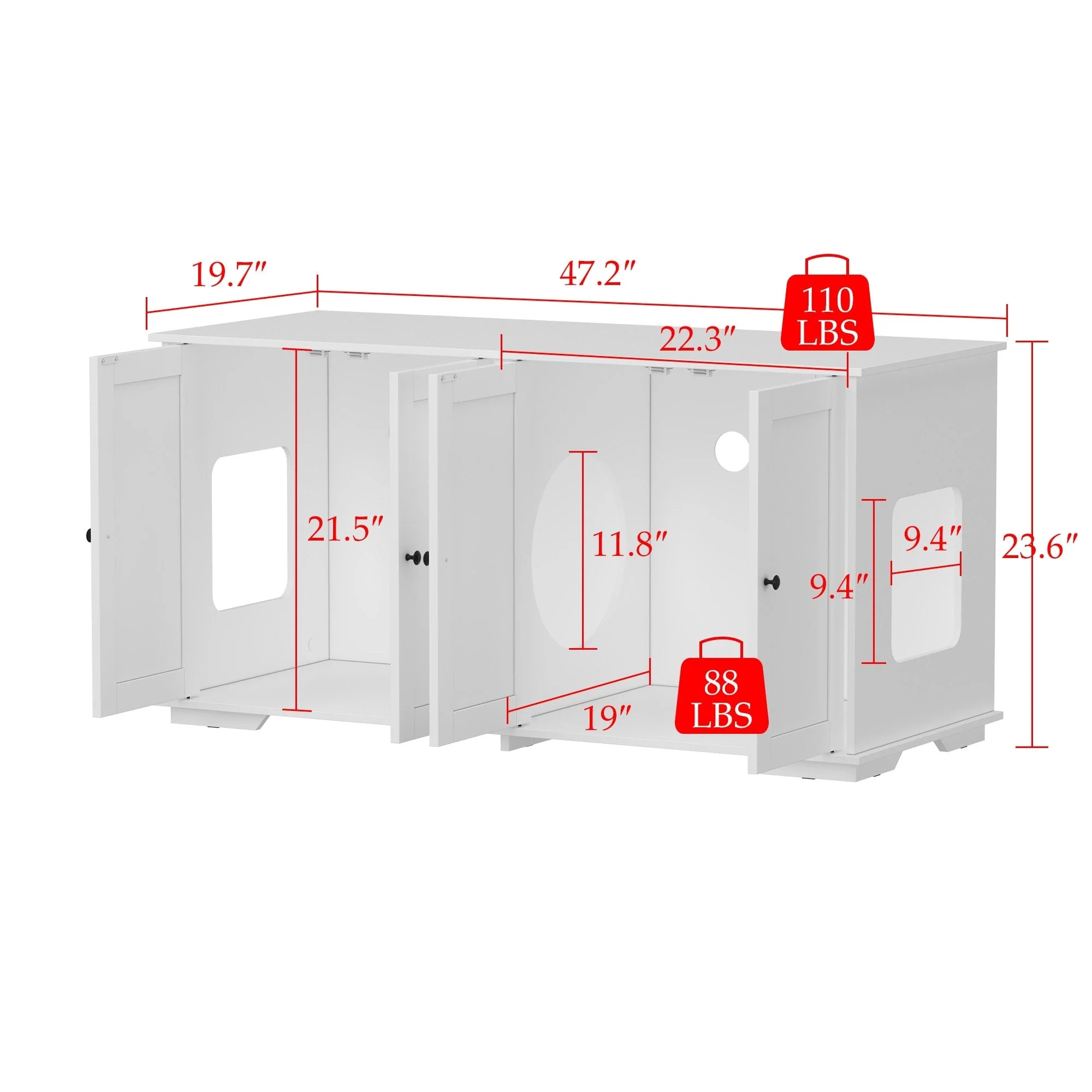 Double Pet Privacy Washroom Cat Litter Box Concealment Furniture