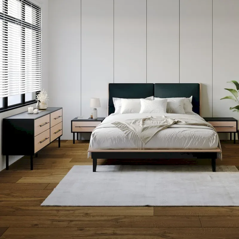 CraftPorch Mid-Century 4-pieces Wooden Bedroom Set