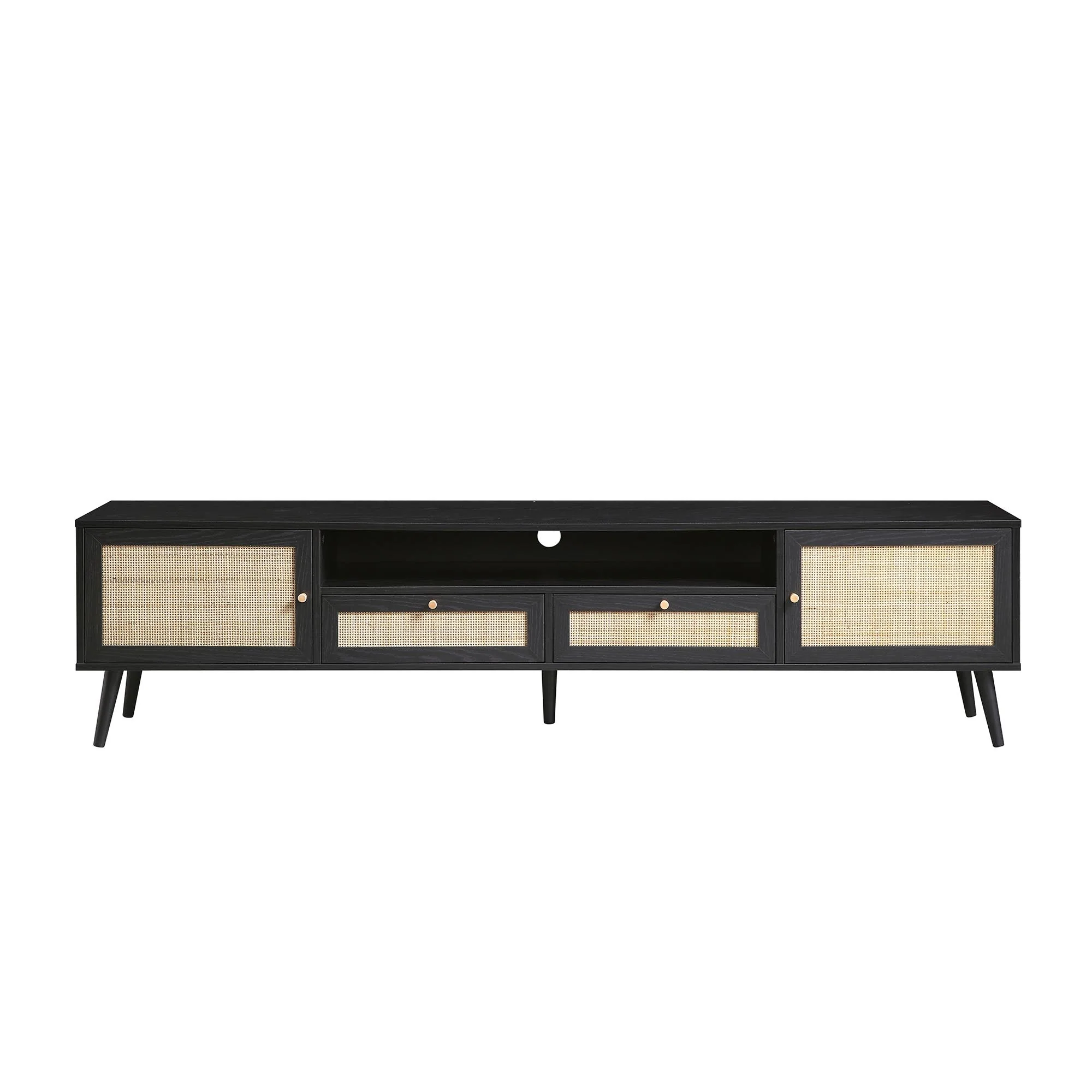 Woven Rattan 79in. Wide TV Unit, Black