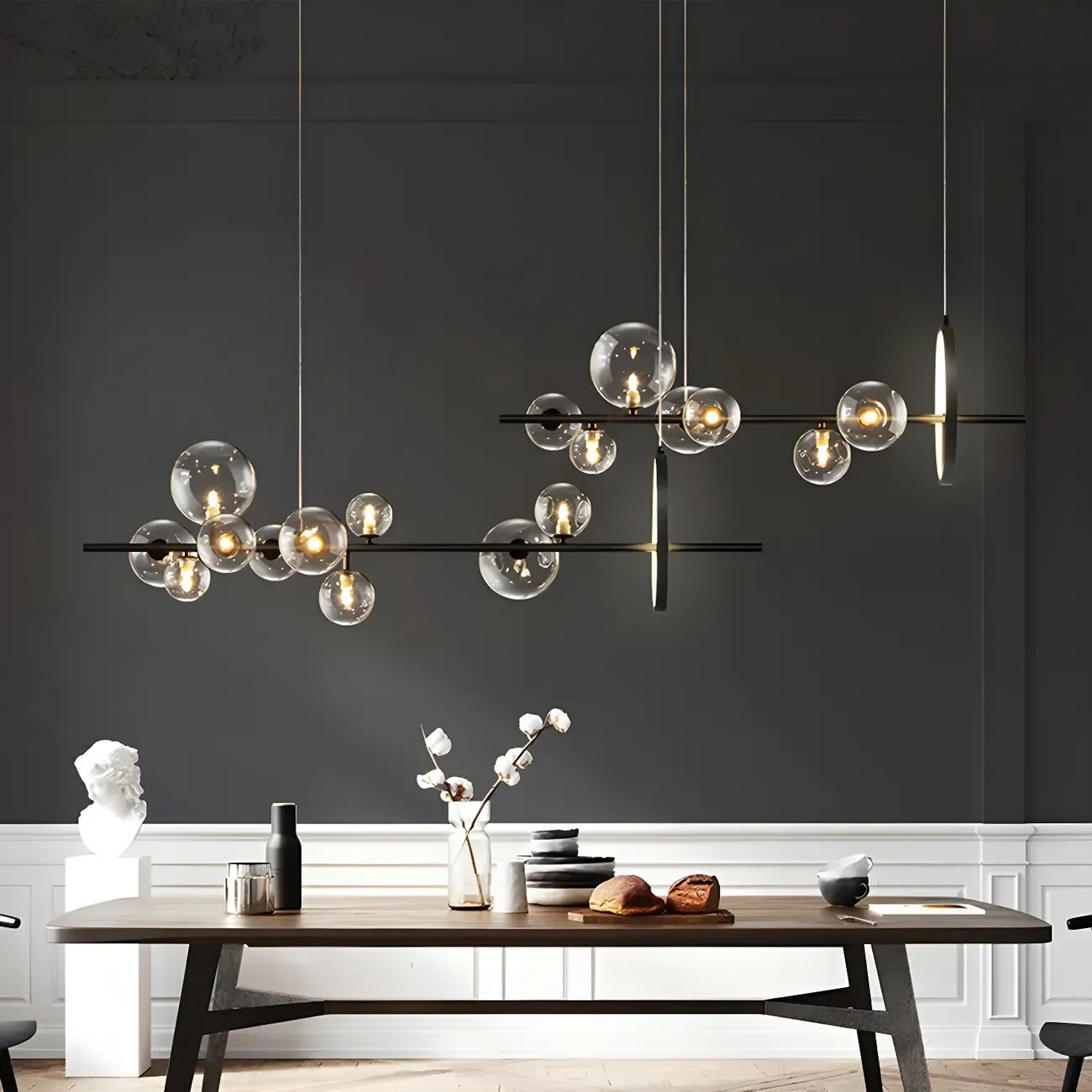 Artistic Black Glass Globe Island Hanging Light