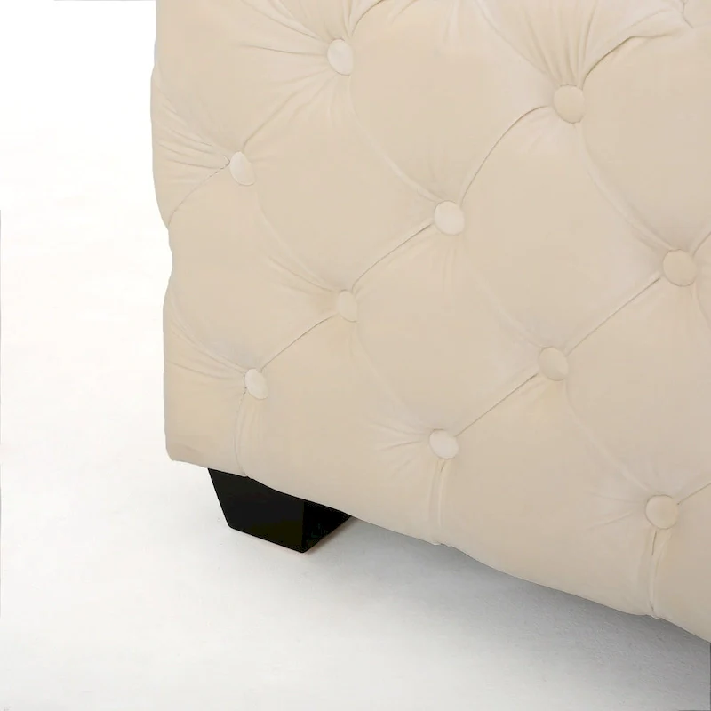 Jaymee Modern Glam Button Tufted Velvet Ottoman