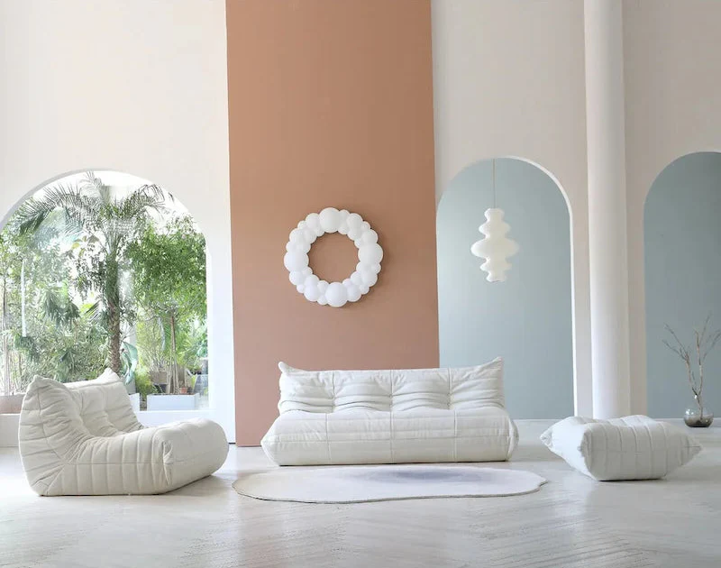 Teddy Velvet Floor Sofa Set - 2-3 Seater with Ottoman