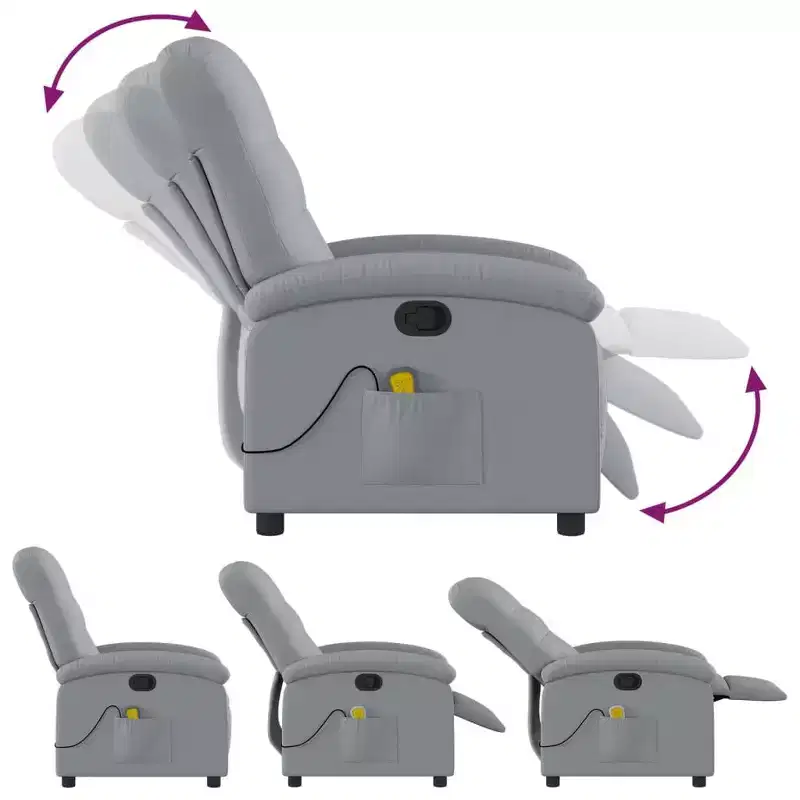 Light Gray Fabric Manual Push-Back Massage Recliner Chair, 1-Seat