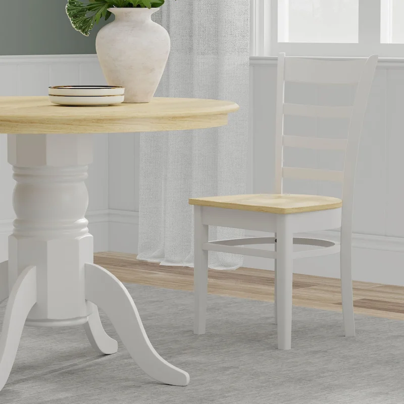 5-Piece Dining Set, 42 Round Pedestal Table and Slat Back Chairs