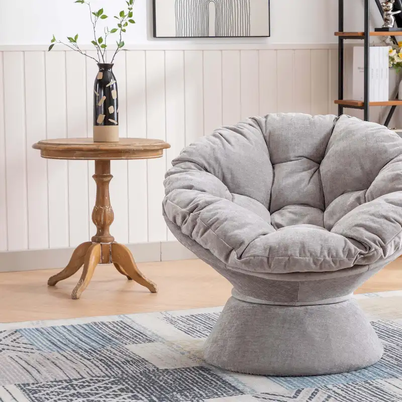 360 Swivel Barrel Accent Chair, Grey / Yellow / Beige, Single Seat