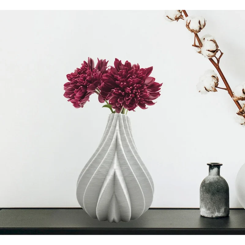 11 Inch Tall Modern White Ceramic Vase