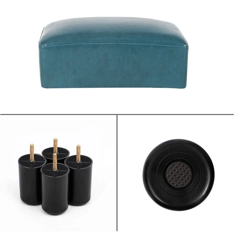 Adeco Faux Leather Ottoman Foot Rest Stool Square Padded Seat Ottoman