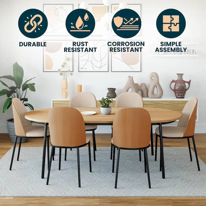 Dining Chair with Upholstered Seat Side Chair with MDF Wood Frame in Steel Set of 4