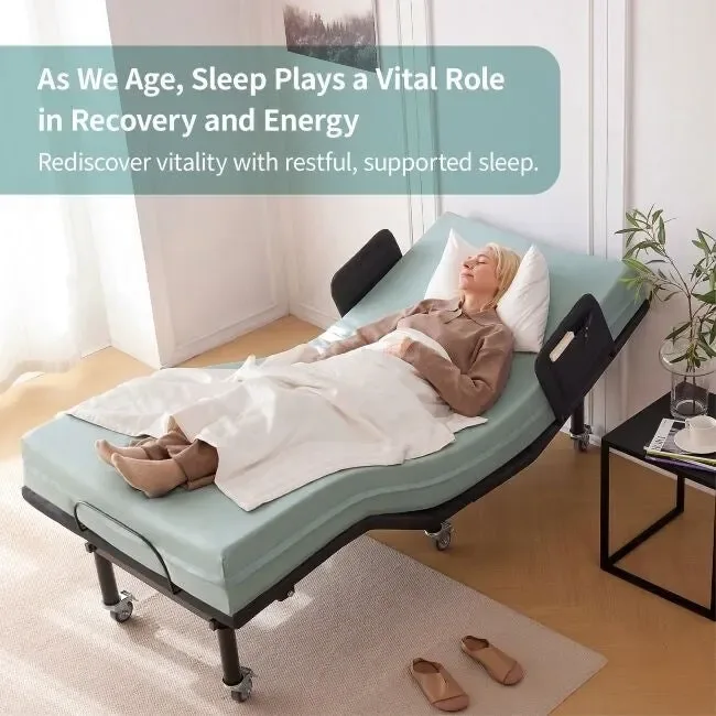 Twin XL Adjustable Bed Frame & 6 Mattress  Zero Gravity Bed with Side Rails