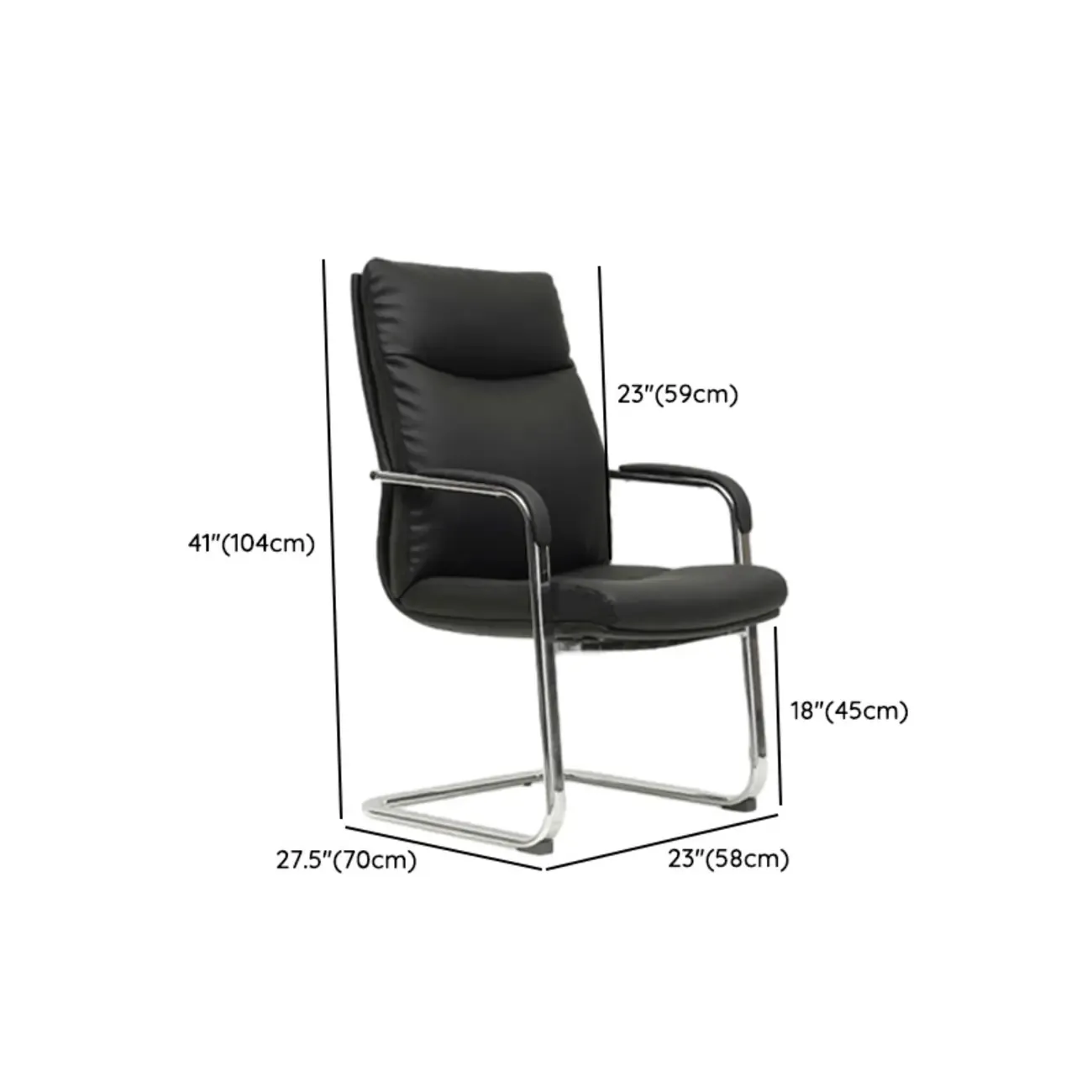 Modern Black Leather Upholstered Adjustable Swivel Office Chair