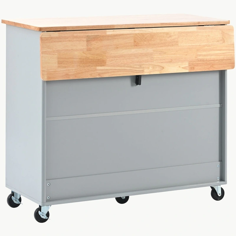 Kitchen Island with Drop Leaf and LED Light