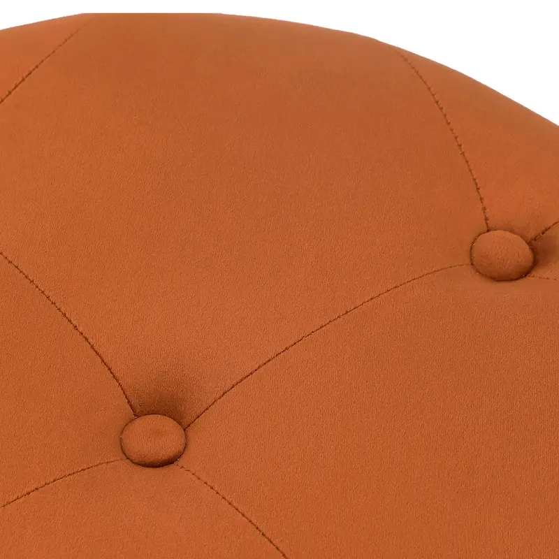 Adeco Round Velvet Ottoman Vanity Footrest Stool Gold Plating Base