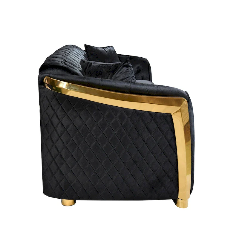 84  Luxury Chesterfield Velvet Sofa with Gold Trim