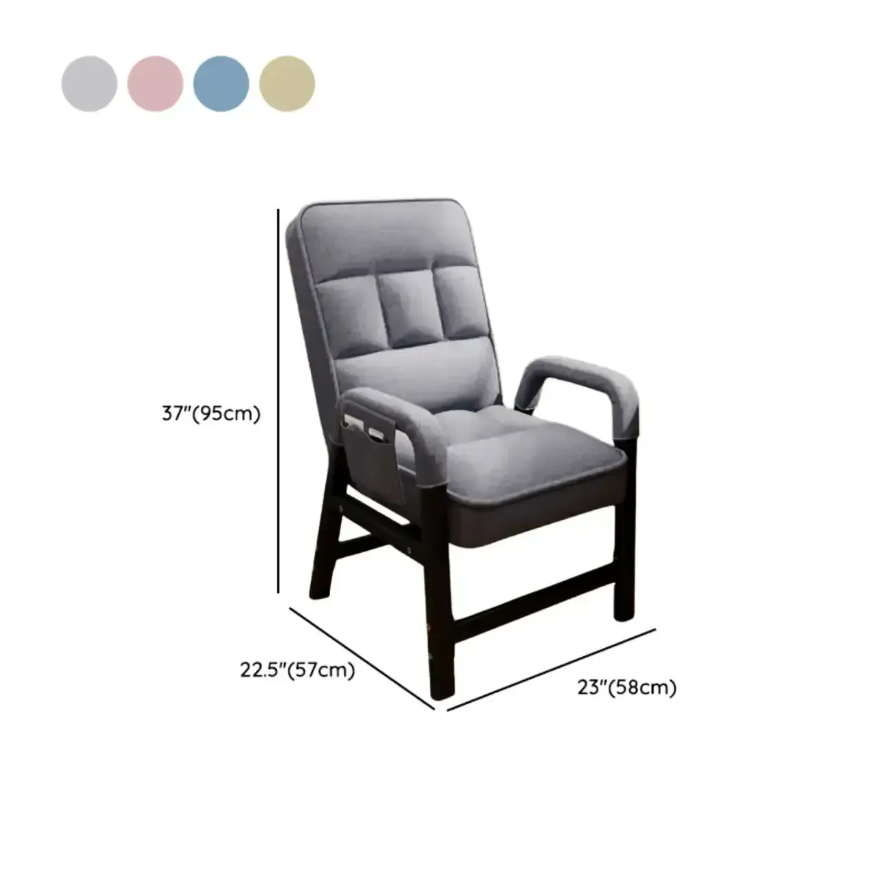 Modern Grey Upholstered 4-Leg Office Chair
