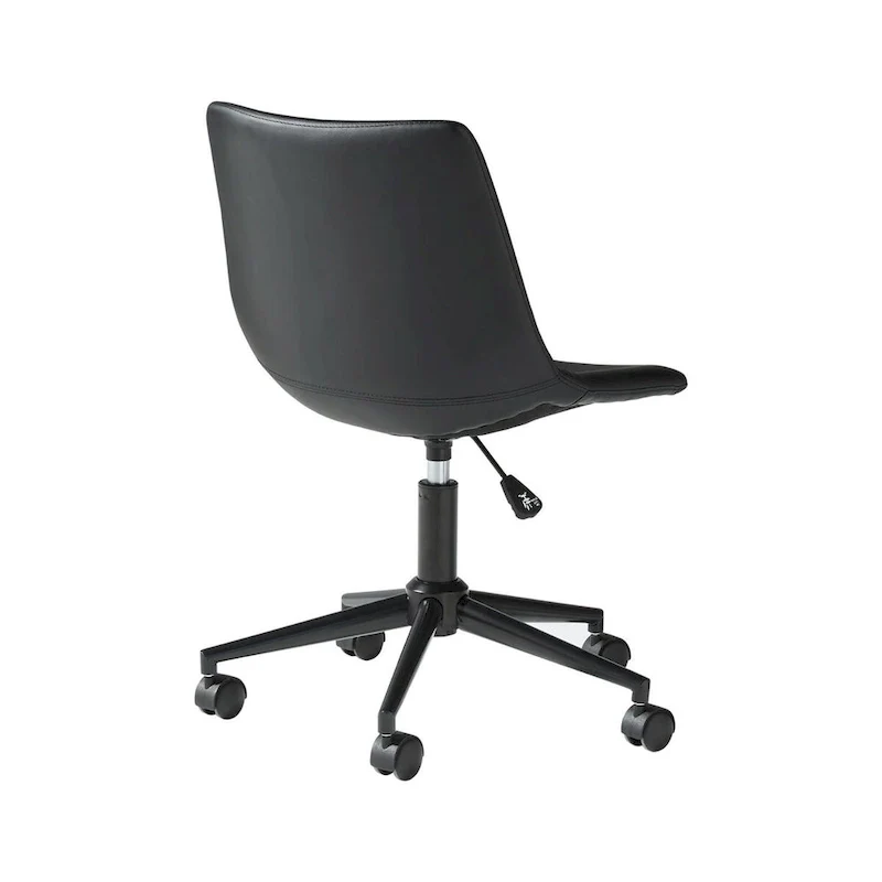 Black Faux Leather Swivel Desk Chair with Bucket Seat