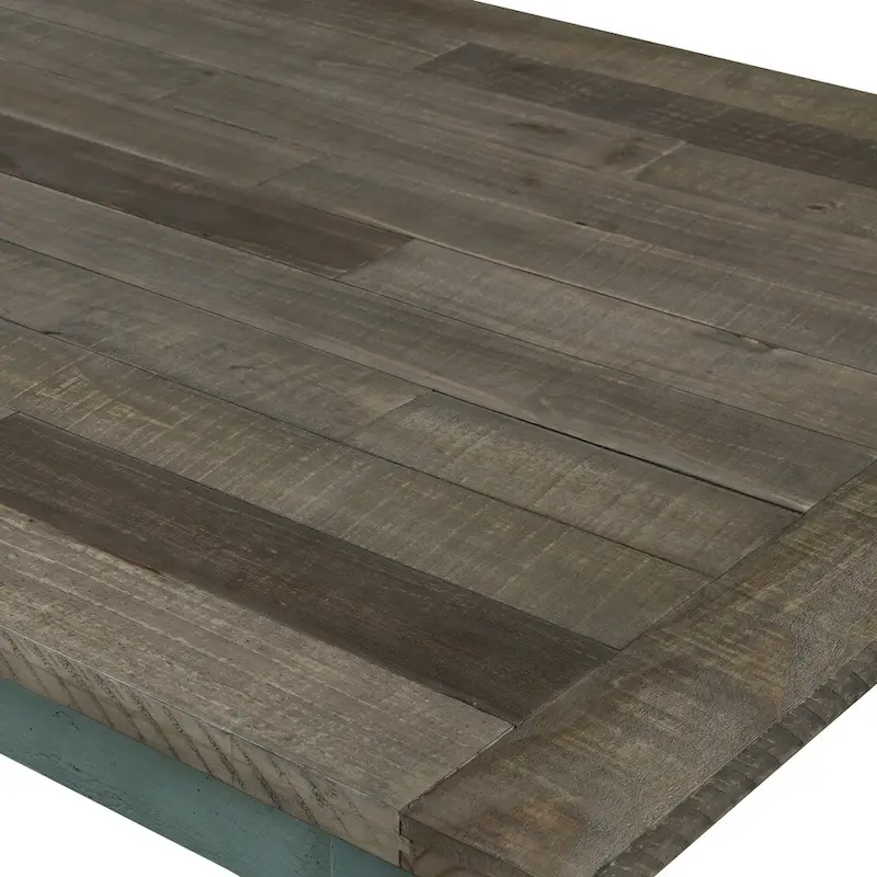 Blue and Brown Two-Tone Finish Wood Dining Table