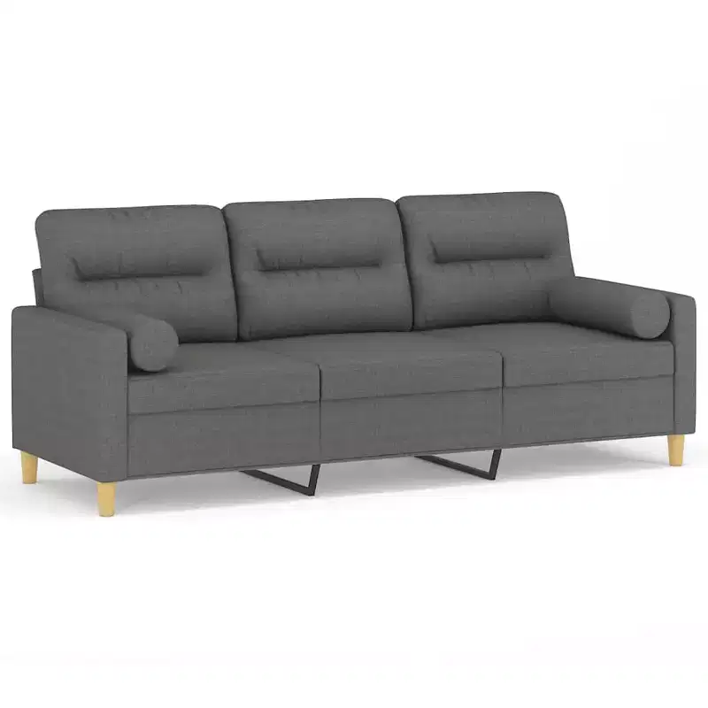 3-seater Sofa Dark Grey Fabric (100% polyester), metal, textilene