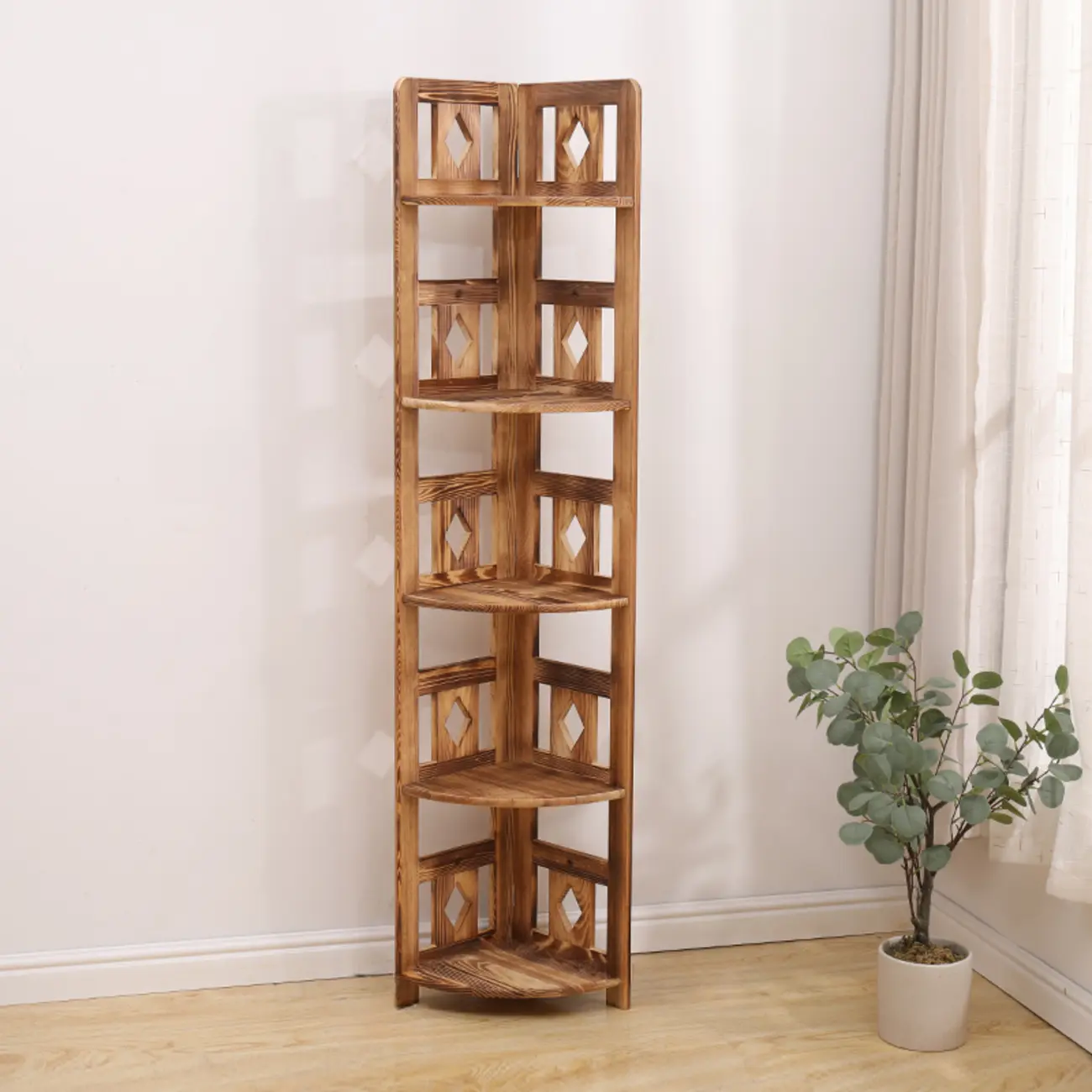 Free Standing Pine Wood Wine Racks with Bar Glass Holder Shelf