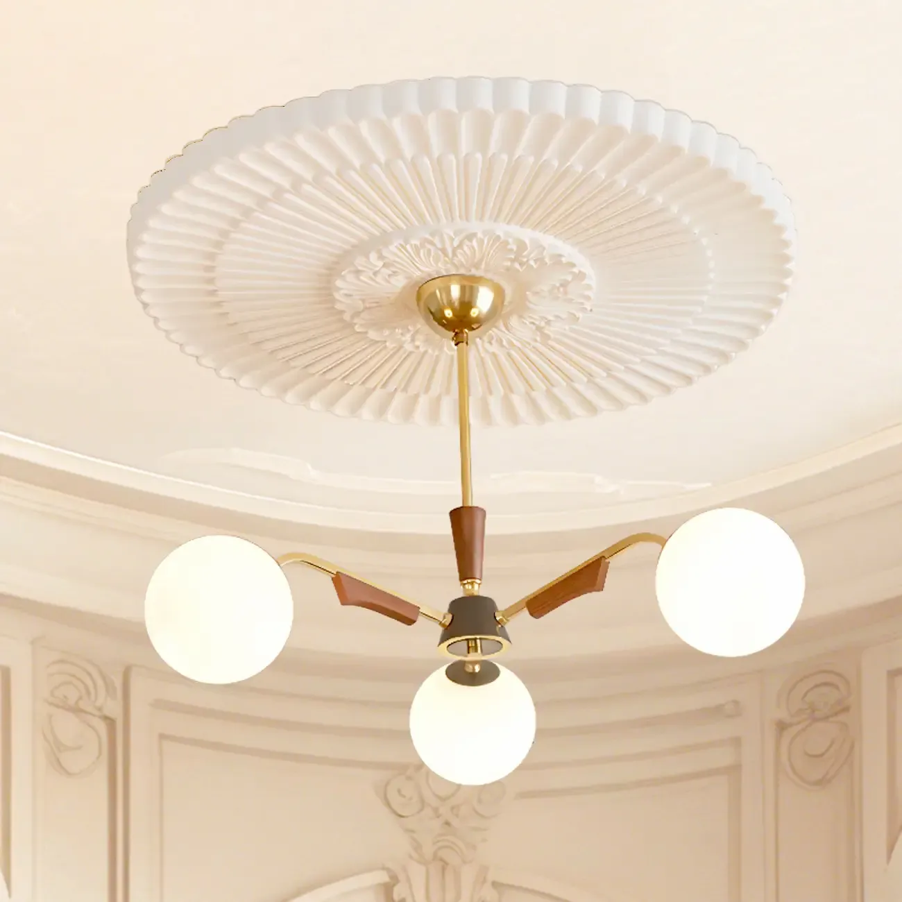 Modern White Glass Ball Chandelier with Adjustable Length