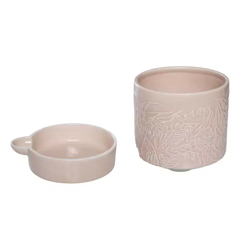 Transpac Large Dolomite Botanical Cream Self Water Planter Grey for Spring Garden Decor