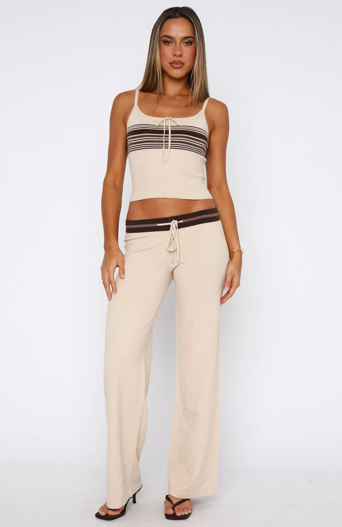 Keep Driving Knit Pants Chocolate Stripe