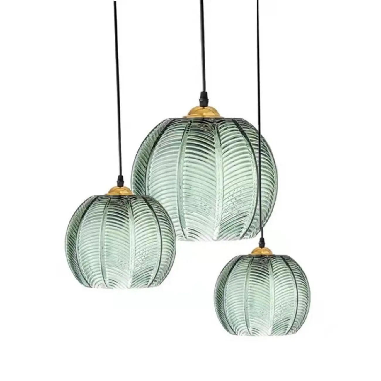 Modern Green Glass Leaf-Inspired Globe Pendant Light
