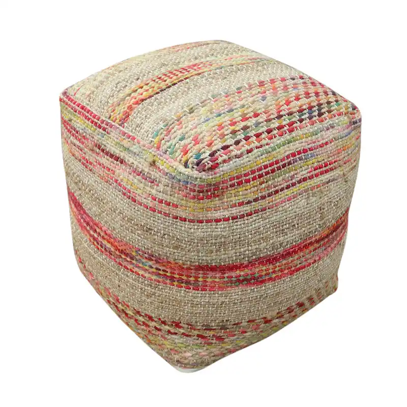 Caiman Handcrafted Boho Fabric Pouf by Christopher Knight Home
