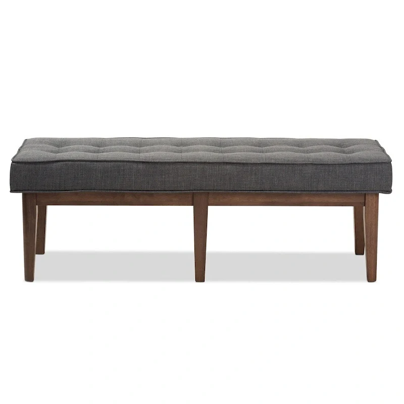 Mid-Century Fabric Button-Tufted Bench by Baxton Studio