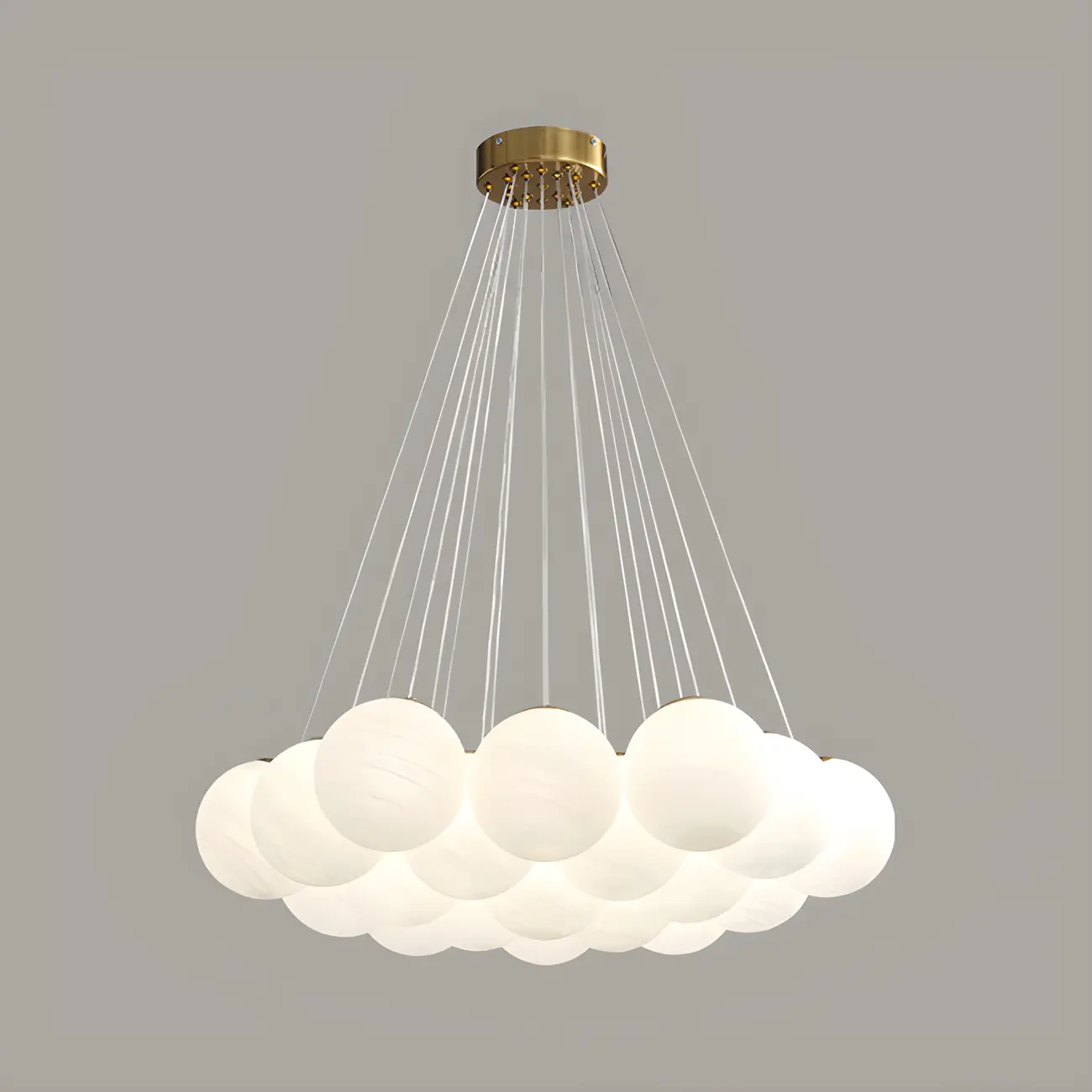 Adjustable White Glass Cluster Sphere Chandelier Modern Elegant