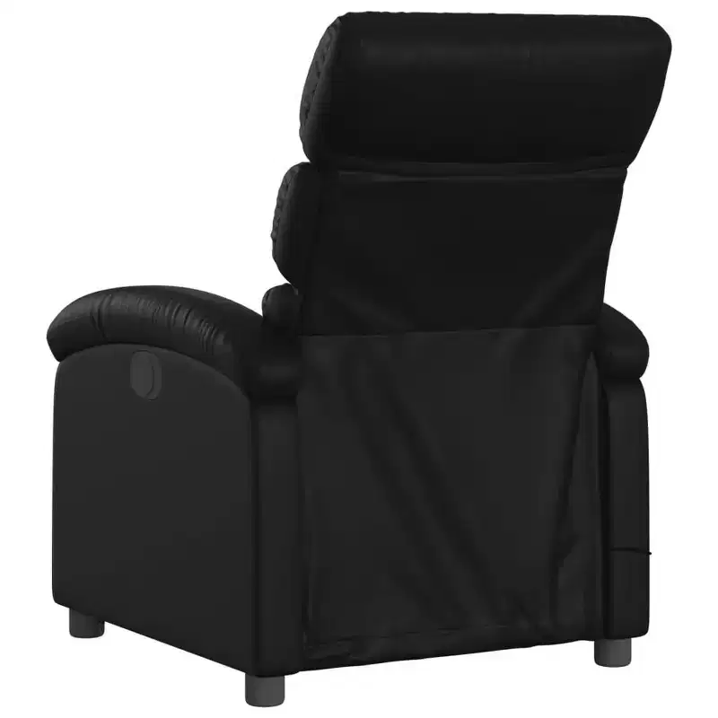vidaXL Massage Recliner Chair Black Faux Leather, Metal, Engineered Wood Single