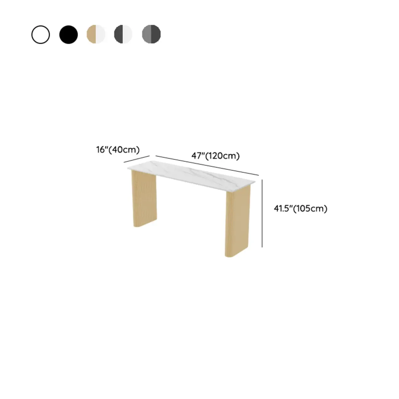 Glam White Stone Metal Striped Pillar Bar Tables