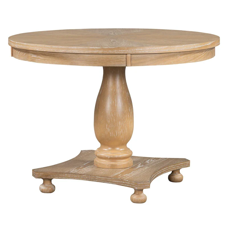 Retro Round Dining Table with 4 Upholstered Chairs