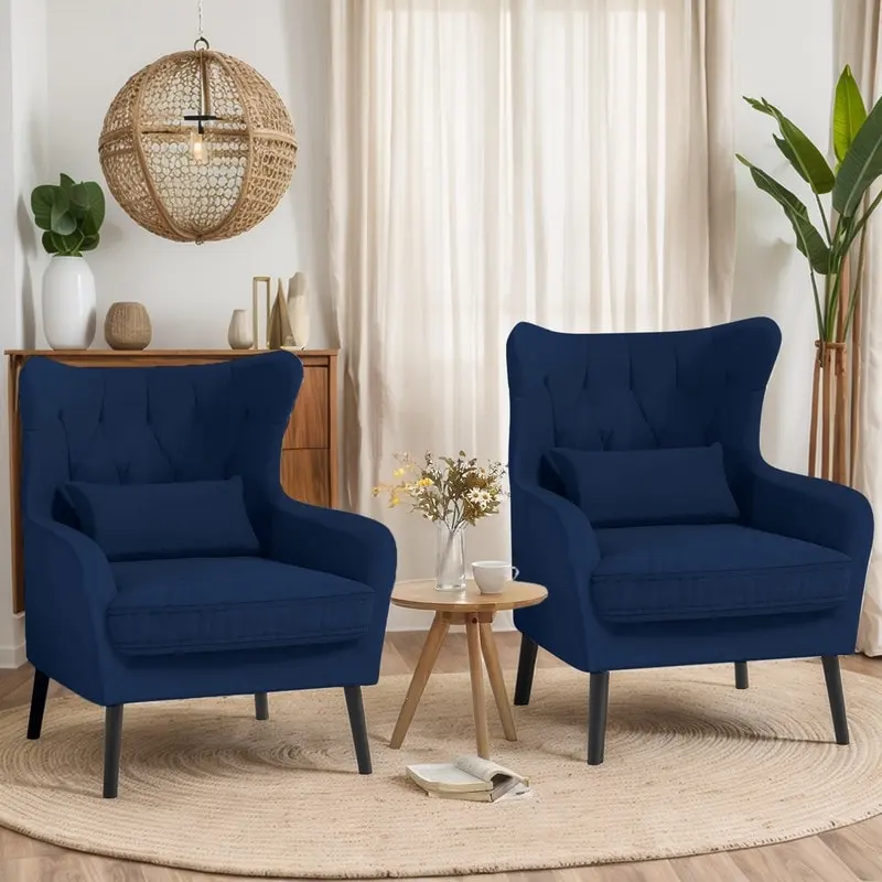 Velvet Accent Chair Comfy Oversized Reading For Living Room(Set of 2)
