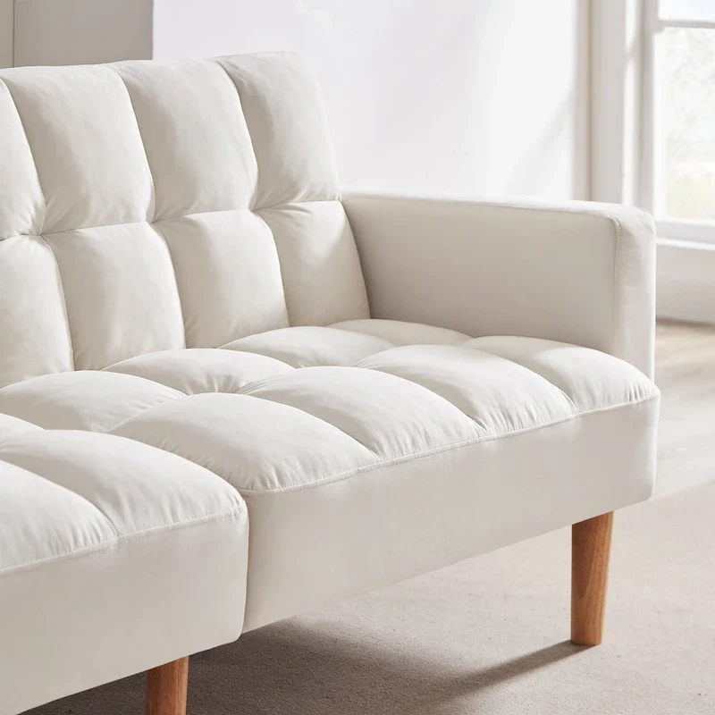 79.52W Modern Velvet Convertible Sofa