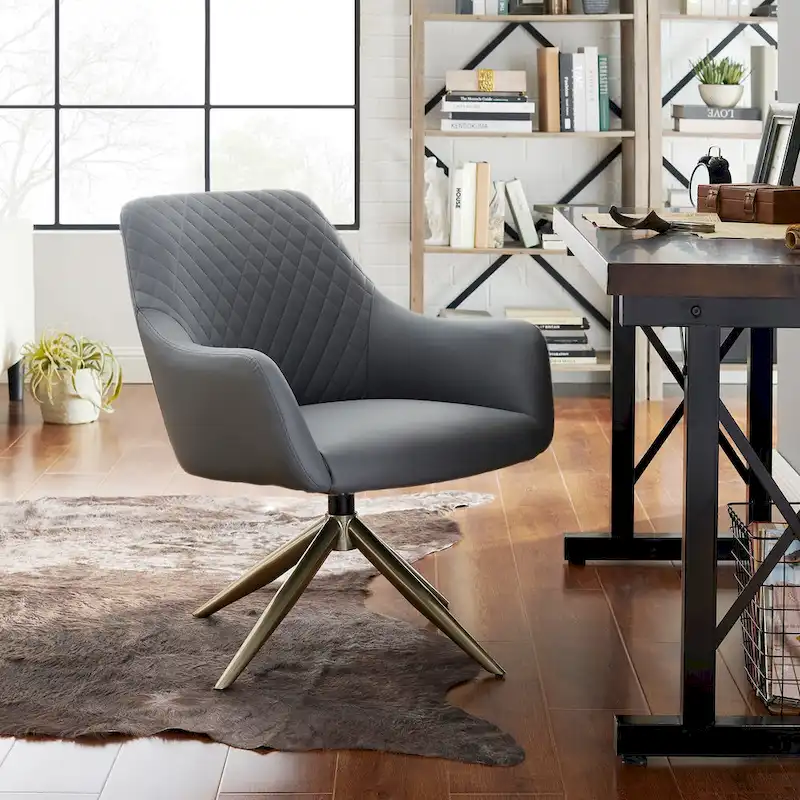 Art Leon Faux Leather Swivel Accent Arm Chair