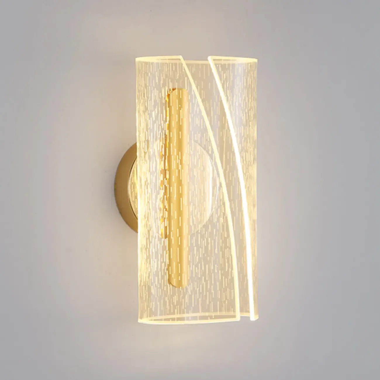 Modern Clear Acrylic Gold Ambient Wall Sconce