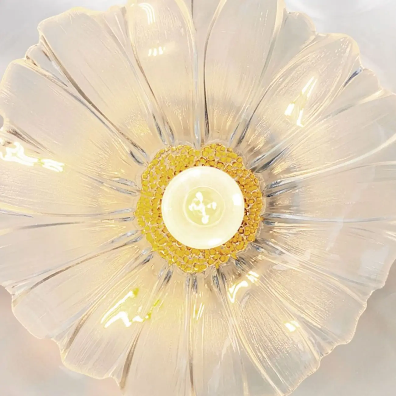 Modern Clear Glass Daisy Pendant Light with Golden Hardware