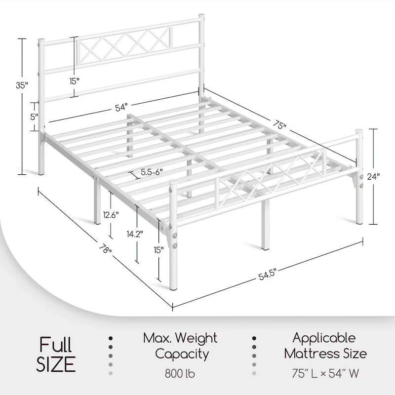 Yaheetech Metal Bed Frame Mattress Foundation with Slatted Bed Base
