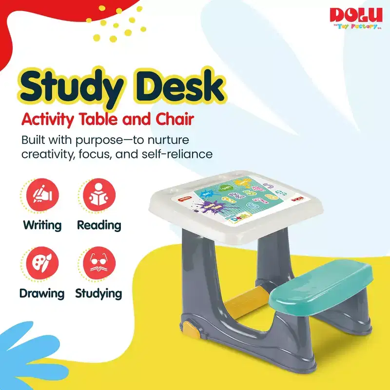 Dolu Childrens Study Desk Kids Activity Table, Chair, and Footrest, Multicolor