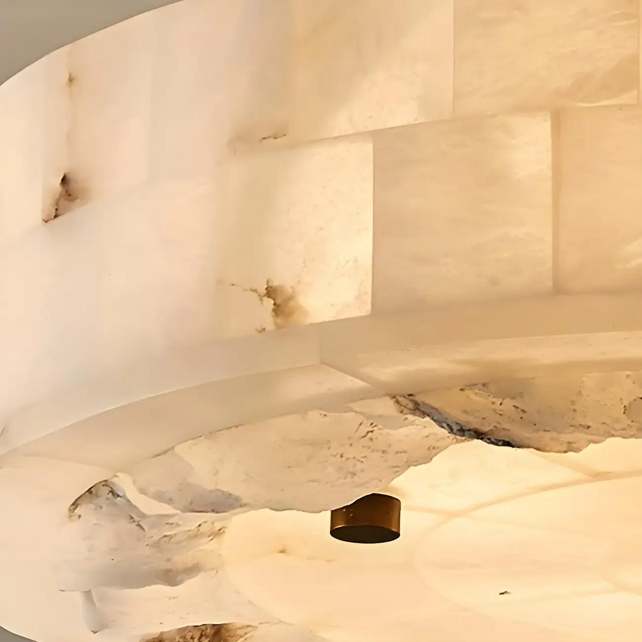 Luxurious Gold Alabaster Cylindrical Chandelier