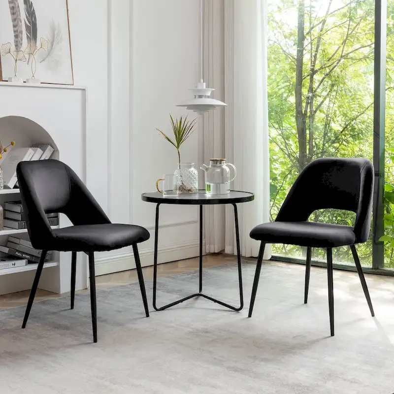 Porthos Home Orde Velvet Dining Chairs with Steel Legs, Set of 2