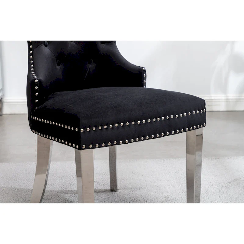 Roundhill Furniture Montura Tufted Velvet Chair (Set of 2)