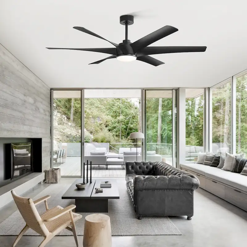 65-in Indoor Large LED Ceiling Fan with Light Remote (6-Blade)
