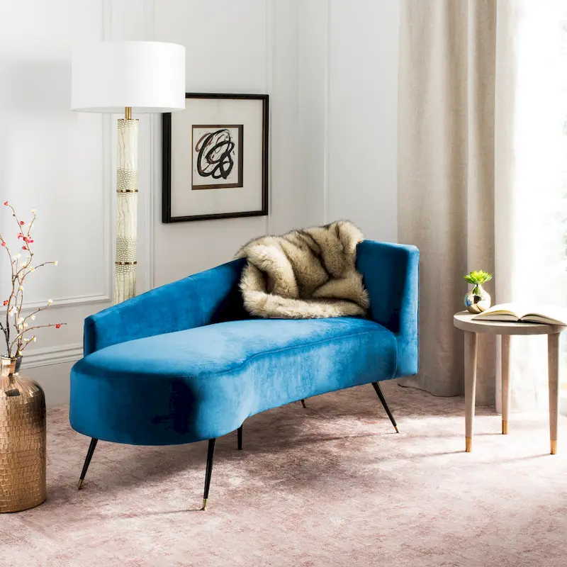 SAFAVIEH Helgrit Black/Gold Velvet Retro Glam Settee - 57.5