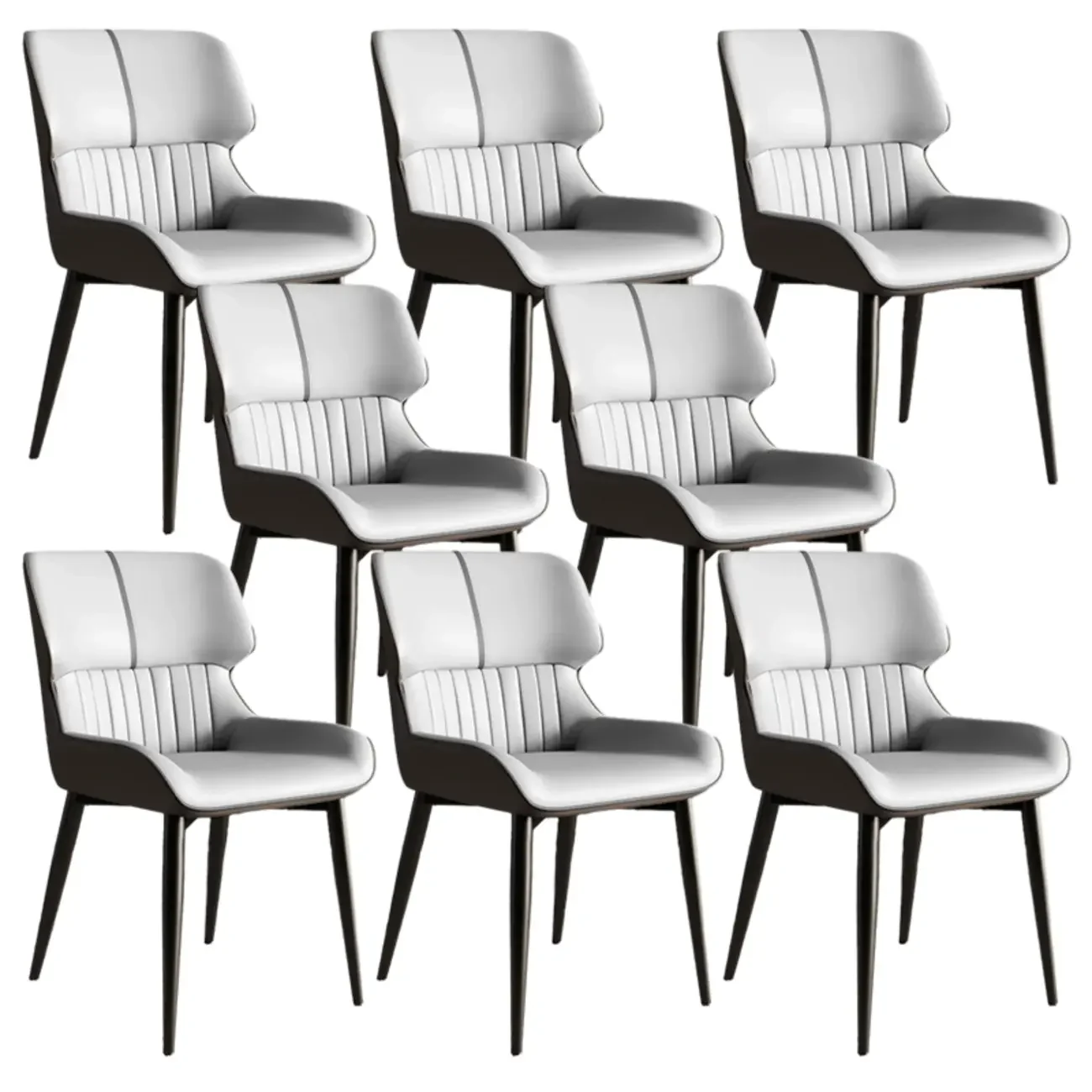 Leather Low Solid Back Armless Dining Side Chair