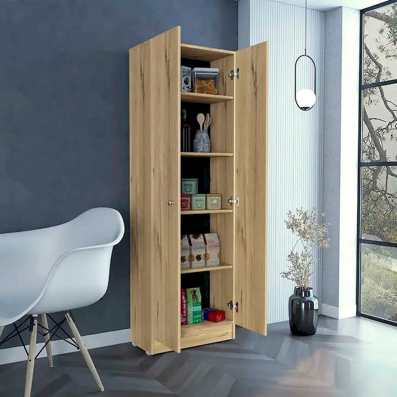 White / Black / Oak Freestanding Storage Cabinet with 10 Shelves
