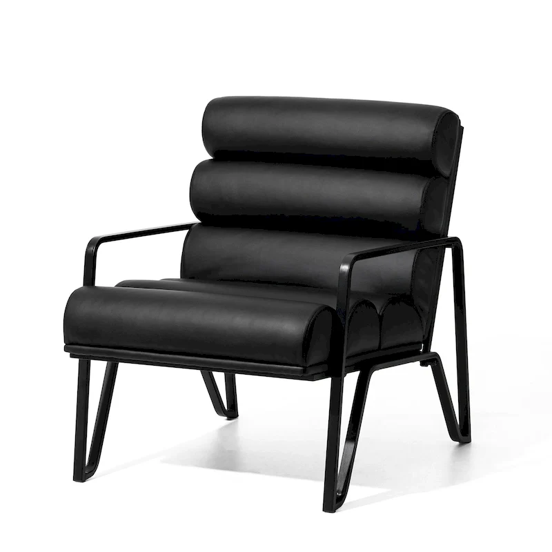 Glitzhome 26.75W Modern Comfy PU Leather Accent Chair with Metal Frame