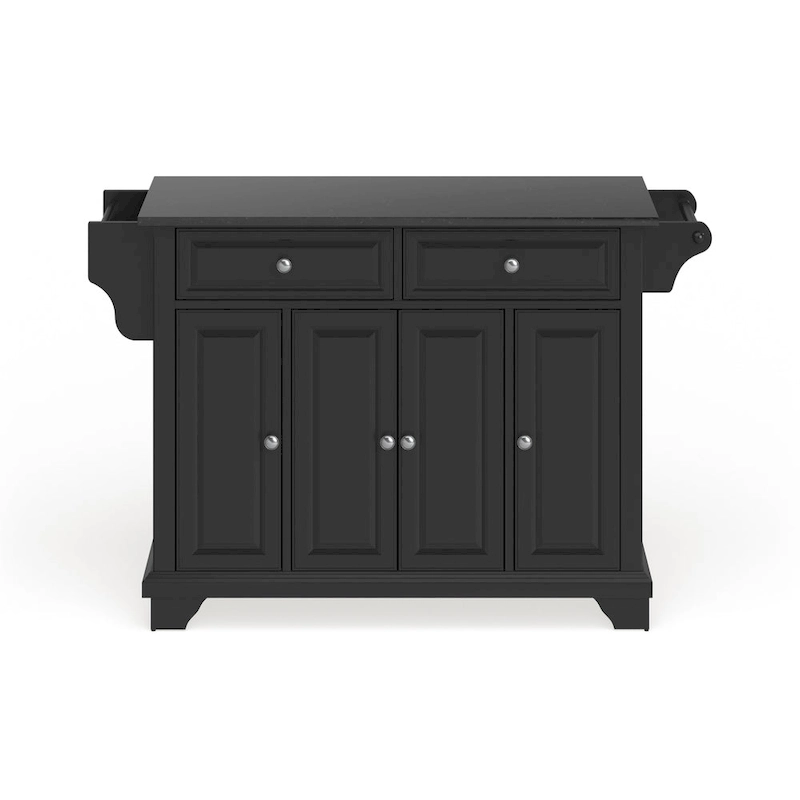 Crosley Lafayette Granite Top Kitchen Island in Black Finish - 51.5W x 18D x 36H
