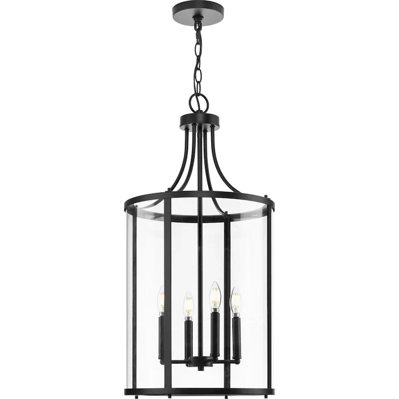 Gilliam Collection Four-Light Matte Black New Traditional Hall & Foyer - 15 in x 15 in x 30.62 in