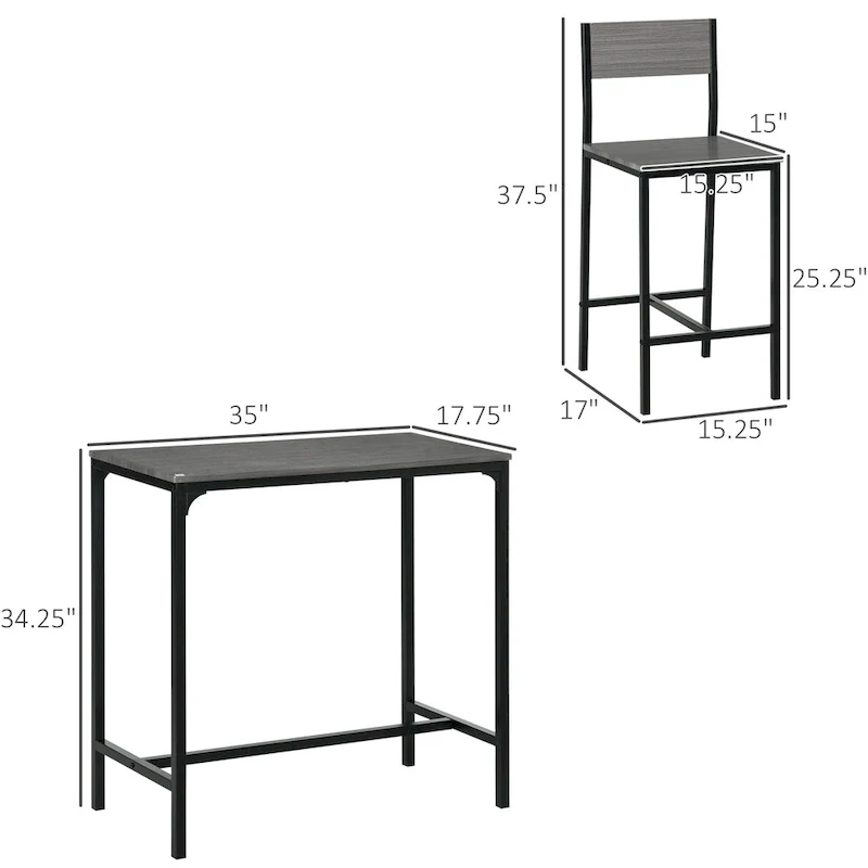 Carbon Loft Padrad Industrial Counter Height 3-piece Dining Set